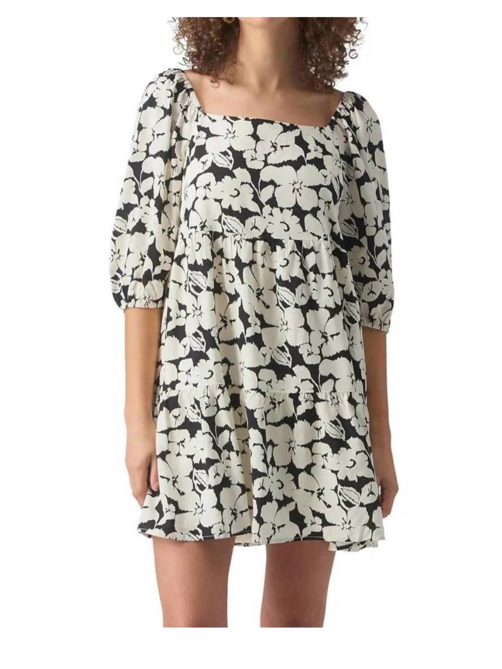 Sanctuary Weekender Mini Dress Echo Blooms Floral Babydoll XS Puff Sleeve